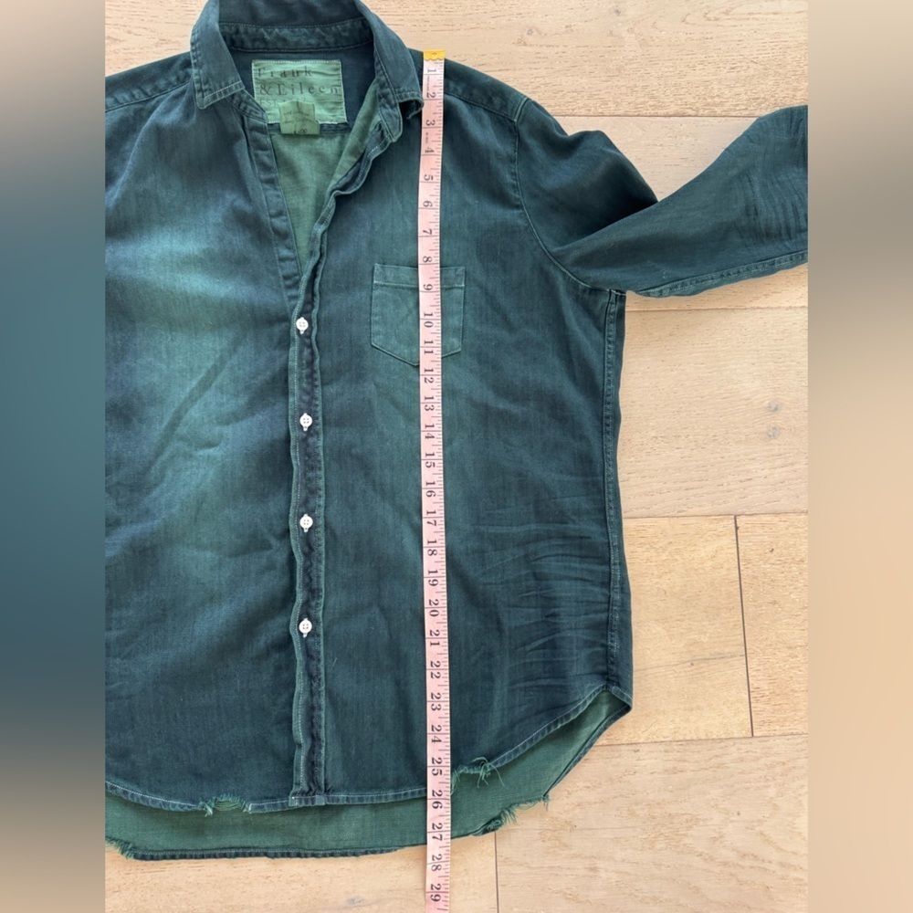 Frank Eileen “Eileen” Relaxed Button-Up Shirt S famous denim Indigo Green RARE - Picture 9 of 10